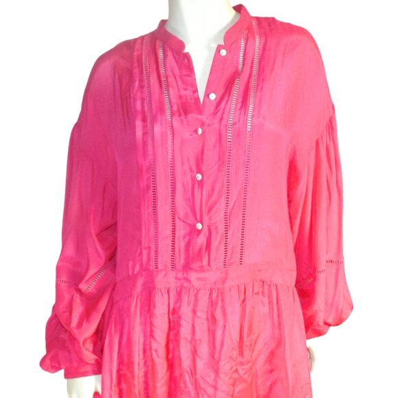 & OTHER STORIES Dress, M, HOT PINK, Midi, Slip, Ladder Cutouts, Long sleeves - Picture 2 of 13